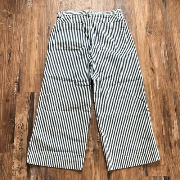Madewell Blue/White Striped Wide Leg Cropped Pants - Picture 6 of 7